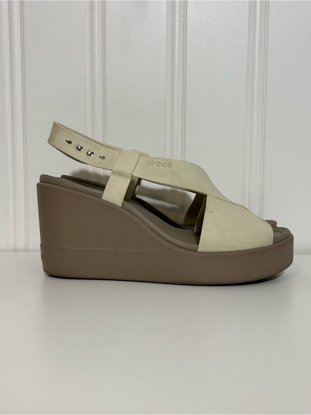 Crocs Women’s Brooklyn Beige Wedge Sandal